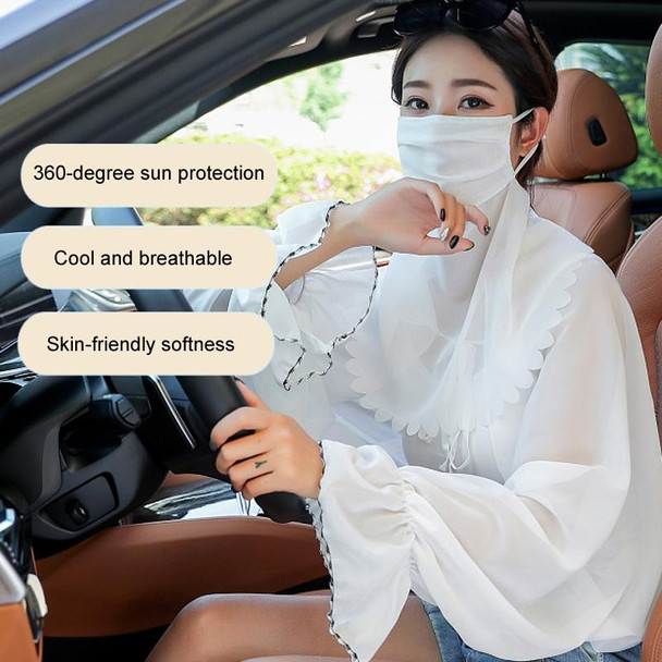 Ladies Summer Sun Shawl Riding Long Sleeve Cape Veil All-In-One Sun Protective Clothing, Style: Black And White Celadon