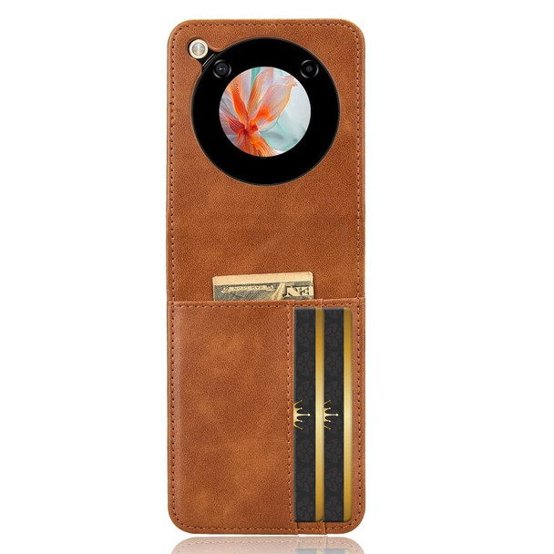 For ZTE nubia Flip / Libero Flip Skin Feel Card Slot Leather Phone Case(Brown)