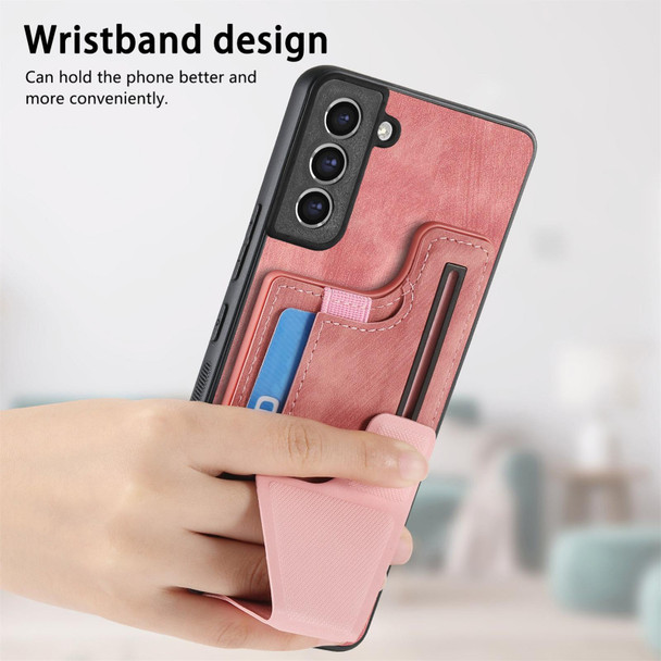 For Samsung Galaxy S21 FE 5G II K-shaped Slide Holder Card Slot Phone Case(Pink)