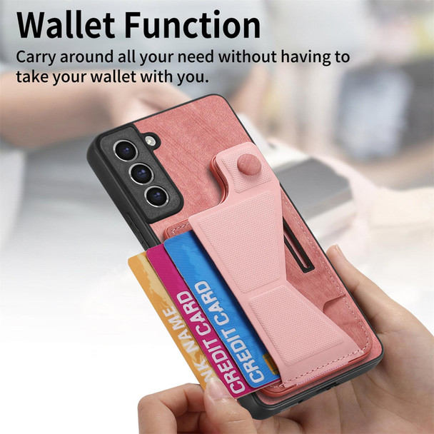 For Samsung Galaxy S21 FE 5G II K-shaped Slide Holder Card Slot Phone Case(Pink)