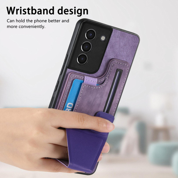 For Samsung Galaxy S21+ 5G II K-shaped Slide Holder Card Slot Phone Case(Purple)