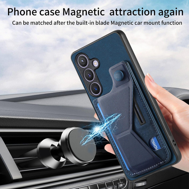 For Samsung Galaxy S23 5G II K-shaped Slide Holder Card Slot Phone Case(Blue)