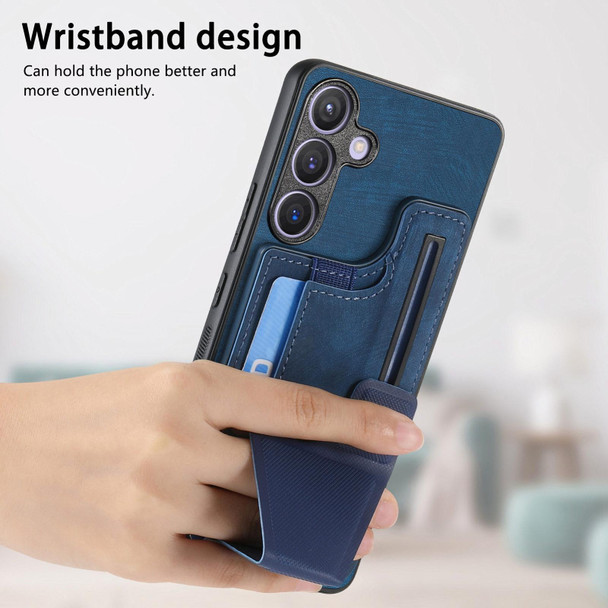 For Samsung Galaxy S23 5G II K-shaped Slide Holder Card Slot Phone Case(Blue)