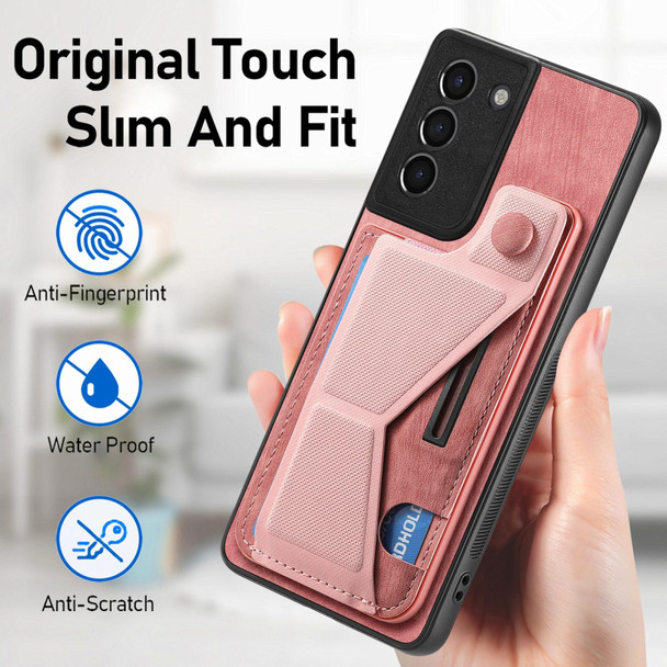For Samsung Galaxy S21 5G II K-shaped Slide Holder Card Slot Phone Case(Purple)