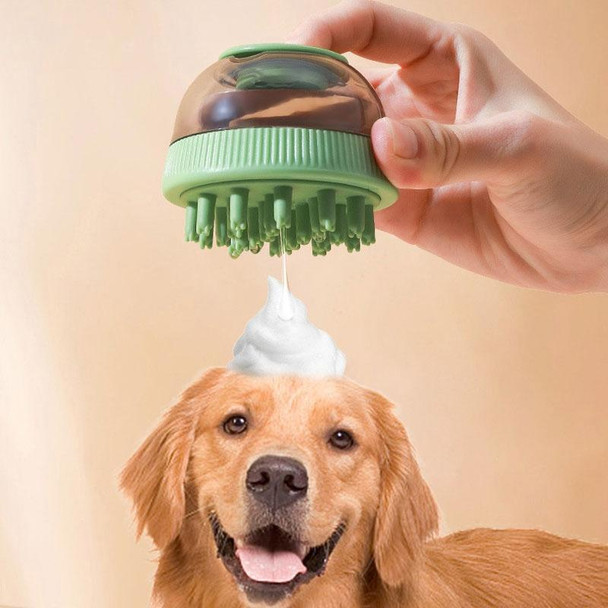 Pet Cleaning Supply Capsule Refillable Shower Gel Type Cats Dogs Bathing Massage Brush(Green)