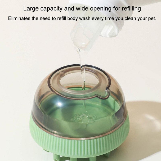 Pet Cleaning Supply Capsule Refillable Shower Gel Type Cats Dogs Bathing Massage Brush(Green)