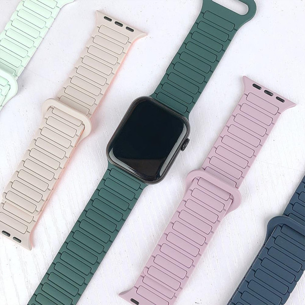 For Apple Watch Series 3 38mm I-Shaped Magnetic Silicone Watch Band(Pink Mint)