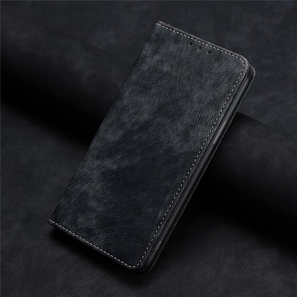 For OPPO Find X7 5G RFID Anti-theft Brush Magnetic Leather Phone Case(Black)