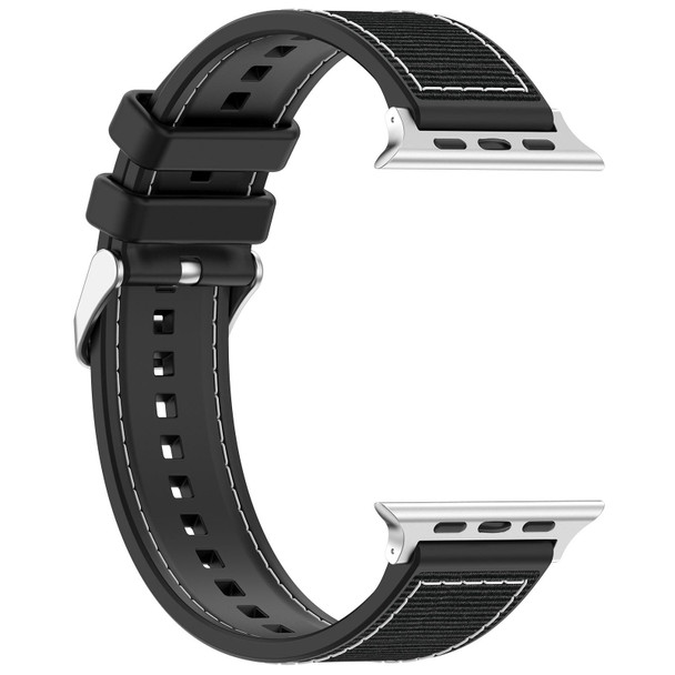 For Apple Watch Series 6 40mm Ordinary Buckle Hybrid Nylon Braid Silicone Watch Band(Black)