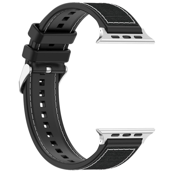 For Apple Watch Series 4 40mm Ordinary Buckle Hybrid Nylon Braid Silicone Watch Band(Black)