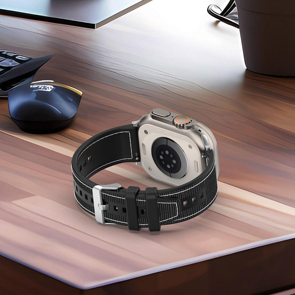 For Apple Watch Series 4 40mm Ordinary Buckle Hybrid Nylon Braid Silicone Watch Band(Grey)