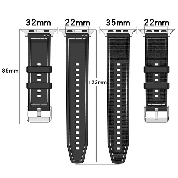 For Apple Watch Series 7 45mm Ordinary Buckle Hybrid Nylon Braid Silicone Watch Band(Midnight Blue)