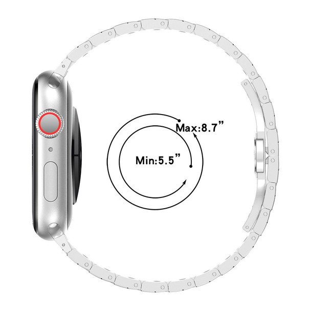 For Apple Watch 42mm Twill Stainless Steel Watch Band(Silver)