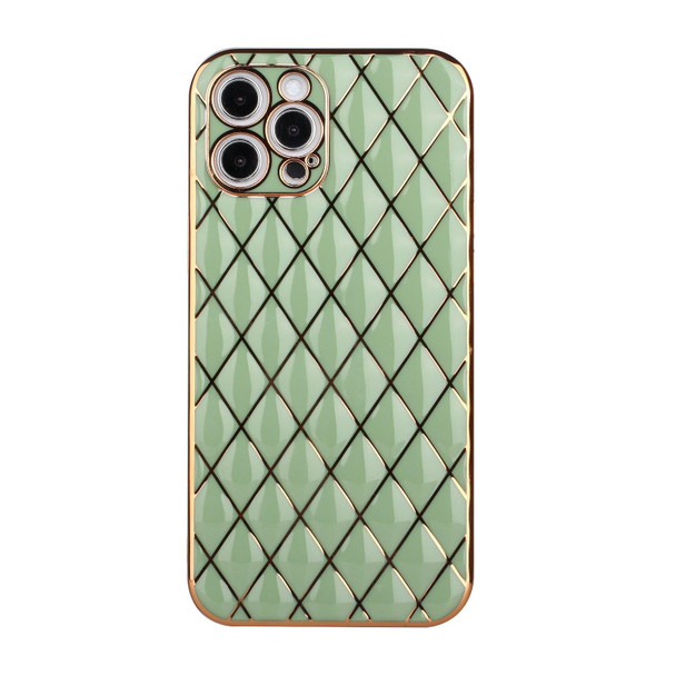 Electroplated Rhombic Pattern Sheepskin TPU Protective Case - iPhone 12 Pro(Avocado Green)