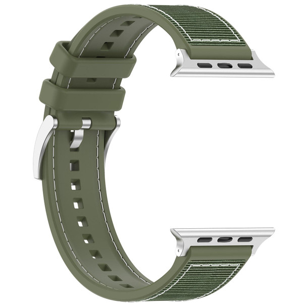 For Apple Watch Series 9 41mm Official Buckle Hybrid Nylon Braid Silicone Watch Band(Green)