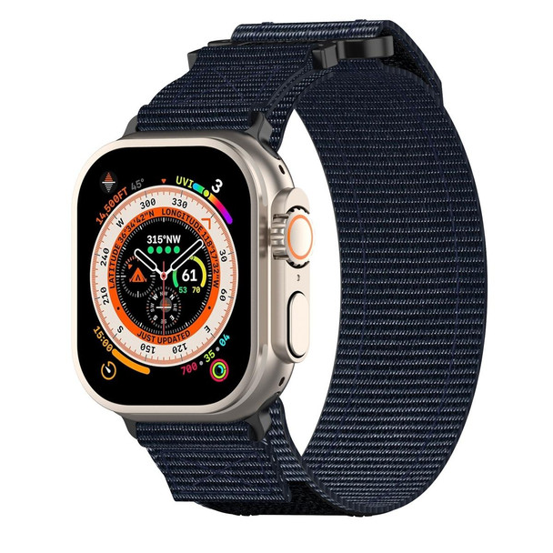 For Apple Watch Series 5 44mm Nylon Hook And Loop Fastener Watch Band(Blue)