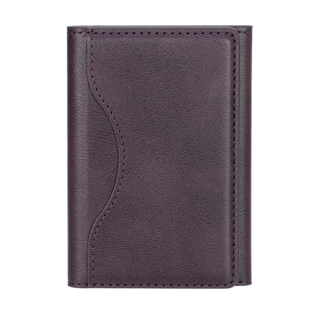 Tri-fold Magnetic Leather Wallet Card Holder for iPhone 15/14/13/12 Series(Purple)