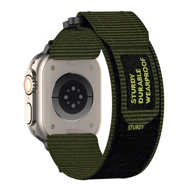 For Apple Watch Series 5 44mm Nylon Hook And Loop Fastener Watch Band(Army Green)