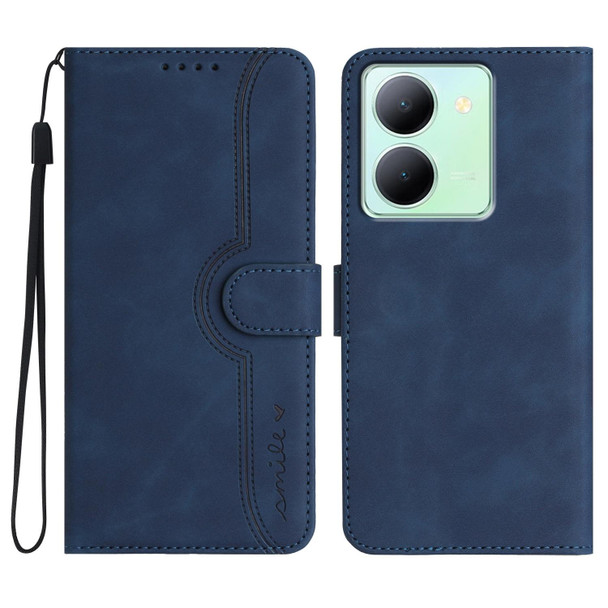 For vivo Y27s 4G Global Heart Pattern Skin Feel Leather Phone Case(Royal Blue)