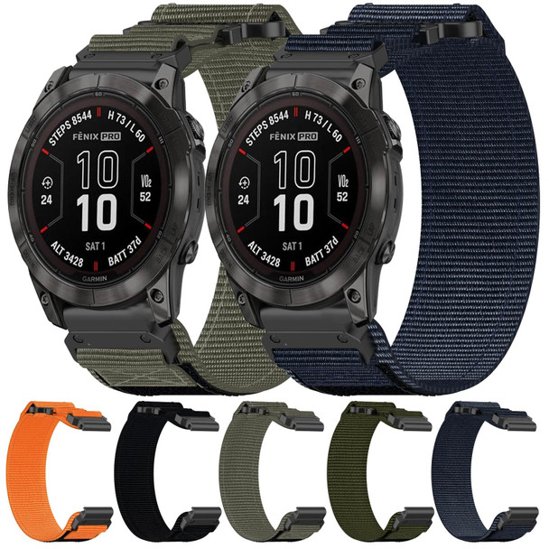 For Garmin Fenix 5X Sapphire 26mm Nylon Hook And Loop Fastener Watch Band(Grey)