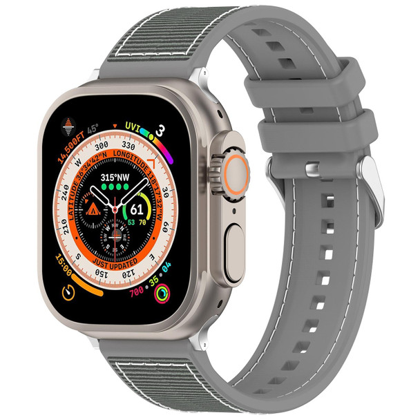 For Apple Watch SE 2023 40mm Ordinary Buckle Hybrid Nylon Braid Silicone Watch Band(Grey)