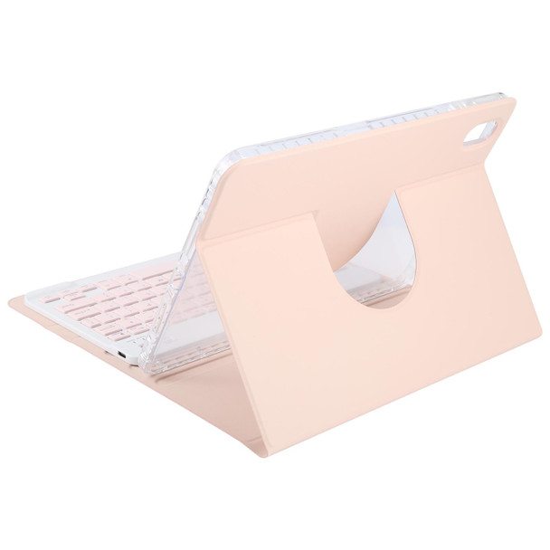 For Xiaomi Pad 6 Square Button Bluetooth Keyboard Rotatable Holder Leather Case(Rose Gold)
