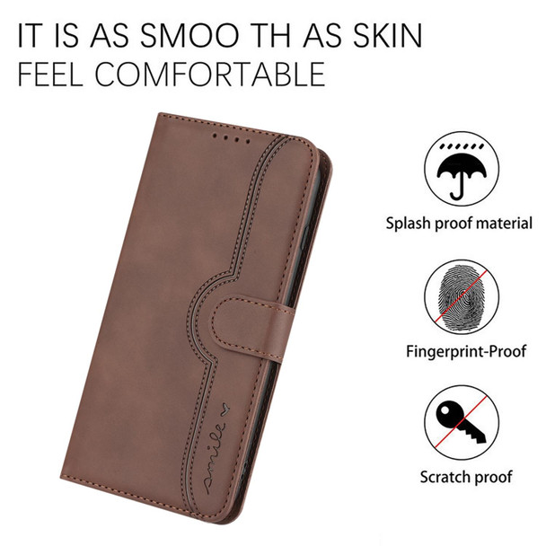 For vivo V29 5G Global/V29 Pro Heart Pattern Skin Feel Leather Phone Case(Brown)
