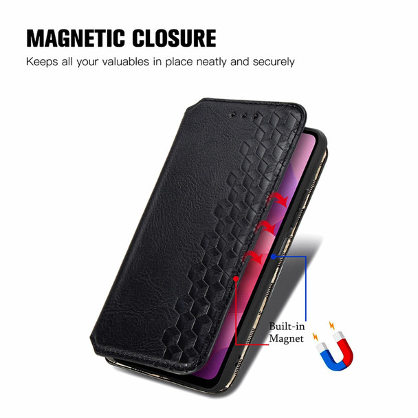 For Motorola  Moto G24 Cubic Grid Pressed Magnetic Leather Phone Case(Black)