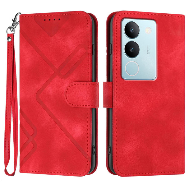 For vivo V29 5G Global/V29 Pro Line Pattern Skin Feel Leather Phone Case(Red)