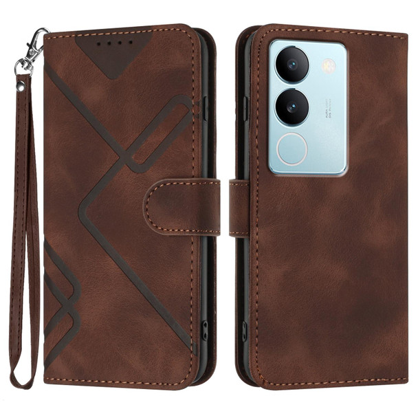 For vivo V29 5G Global/V29 Pro Line Pattern Skin Feel Leather Phone Case(Coffee)