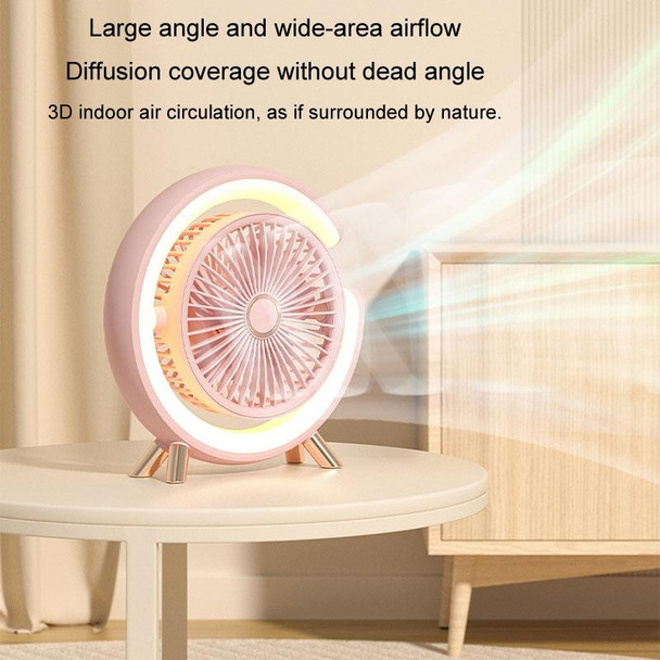 USB Charging Desktop Fan With Light Student Dormitory Light Sound Office Aroma Desktop Fan(Pink)