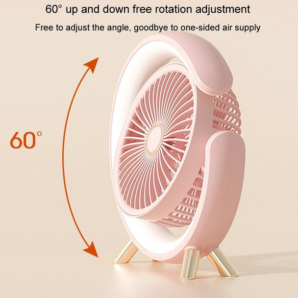 USB Charging Desktop Fan With Light Student Dormitory Light Sound Office Aroma Desktop Fan(Pink)