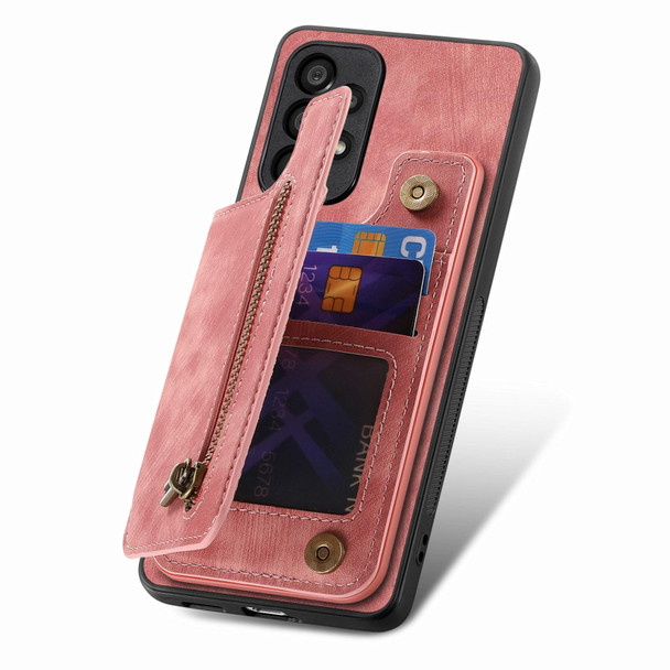 For Samsung Galaxy S20 FE Retro Leather Zipper Wallet Back Phone Case(Pink)