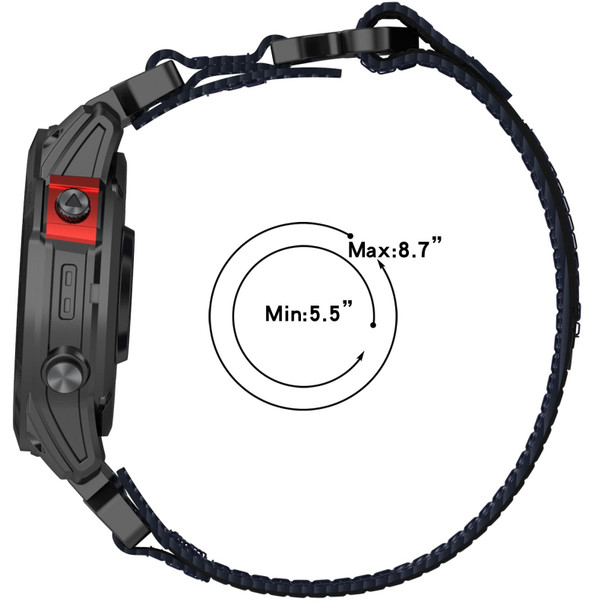 For Garmin Fenix 6X Sapphire 26mm Nylon Hook And Loop Fastener Watch Band(Black)