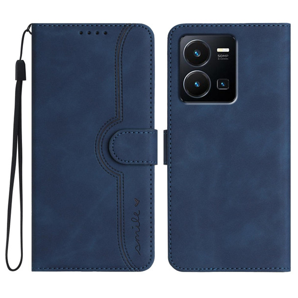 For vivo Y22 4G Global/Y77 5G Global Heart Pattern Skin Feel Leather Phone Case(Royal Blue)