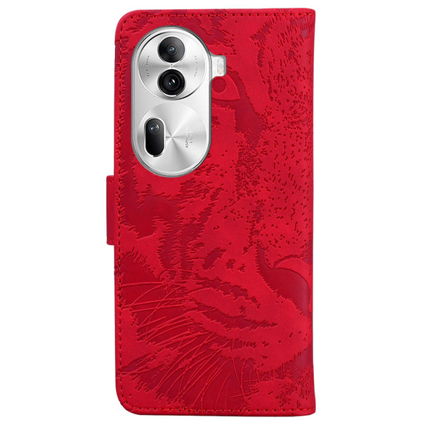 For OPPO Reno11 Pro 5G Global Tiger Embossing Pattern Flip Leather Phone Case(Red)