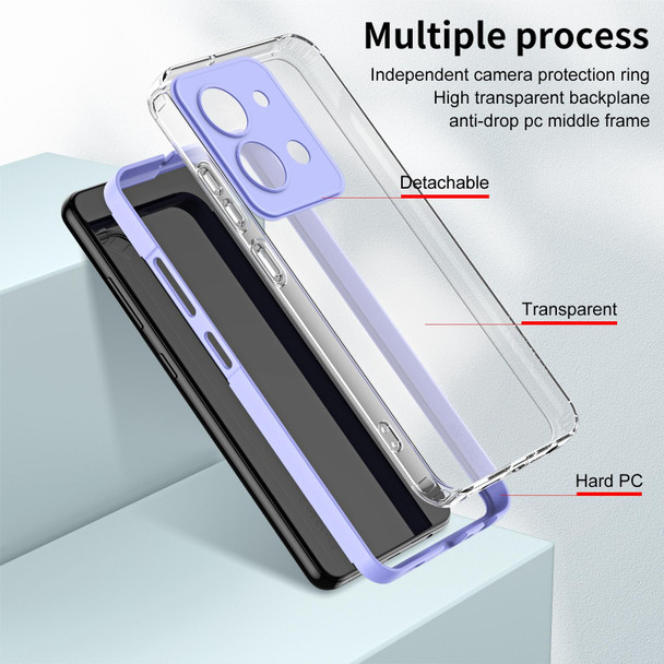 For vivo Y36 Global 3 in 1 Clear TPU Color PC Frame Phone Case(Purple)