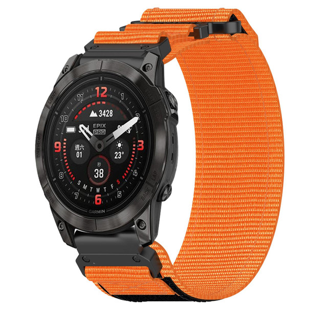 For Garmin Epix Pro 47mm 22mm Nylon Hook And Loop Fastener Watch Band(Orange)