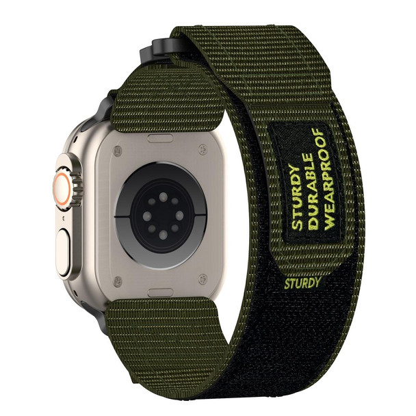 For Apple Watch Series 9 45mm Nylon Hook And Loop Fastener Watch Band(Army Green)