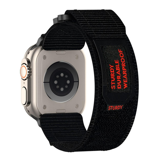 For Apple Watch Series 5 44mm Nylon Hook And Loop Fastener Watch Band(Black)