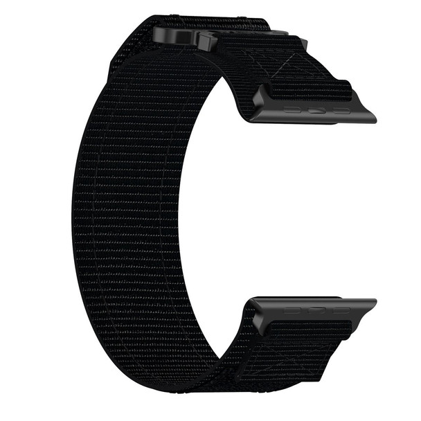 For Apple Watch Series 5 44mm Nylon Hook And Loop Fastener Watch Band(Black)