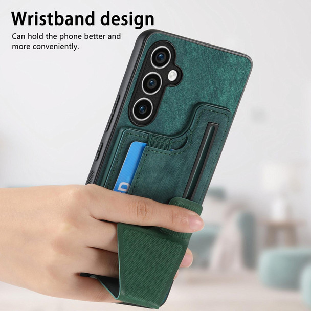 For Samsung Galaxy S23 FE 5G II K-shaped Slide Holder Card Slot Phone Case(Green)