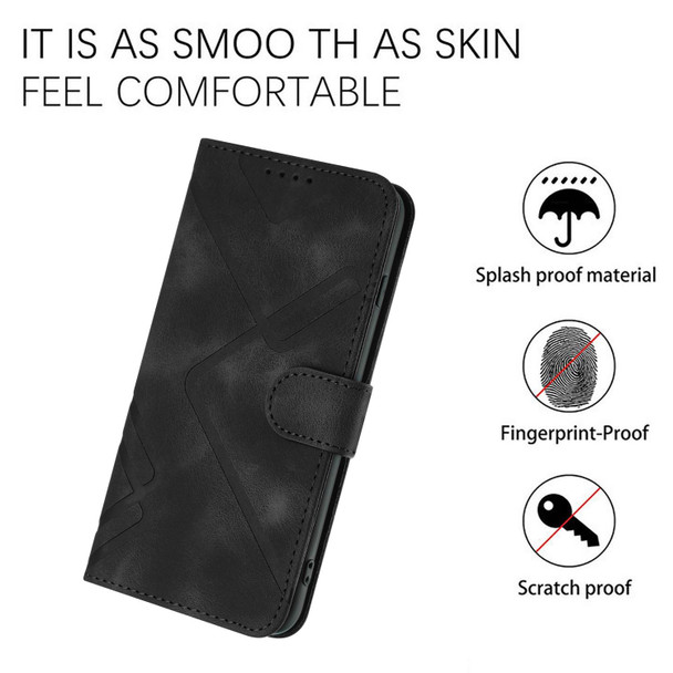 For Sharp Aquos sense4 4G/5G/Sense4 Lite Line Pattern Skin Feel Leather Phone Case(Black)