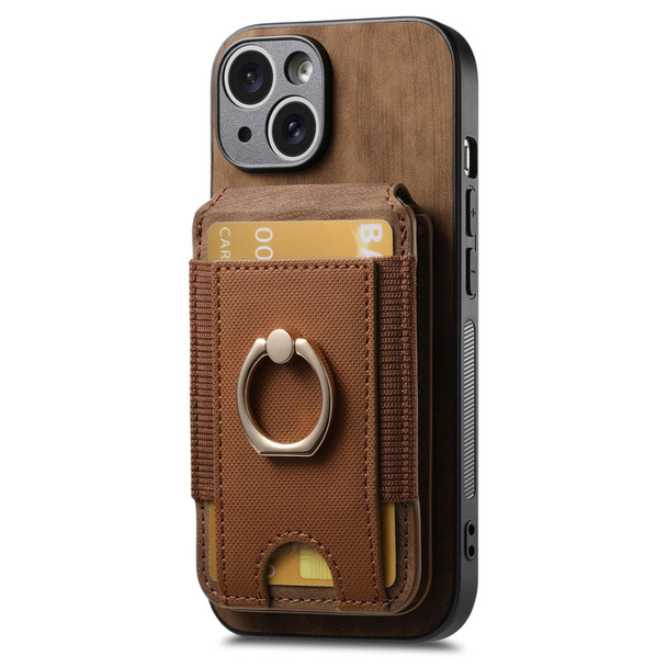For iPhone 13 Pro Max Retro Splitable Magnetic Stand Card Bag Leather Phone Case(Brown)