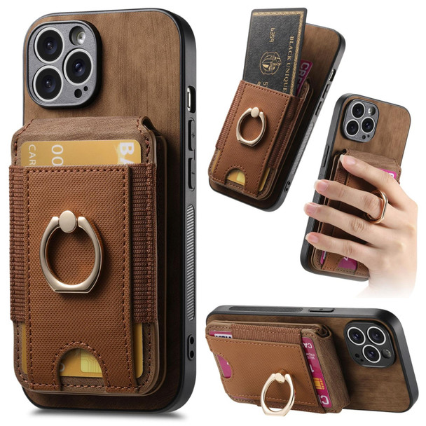 For iPhone 13 Pro Max Retro Splitable Magnetic Stand Card Bag Leather Phone Case(Brown)