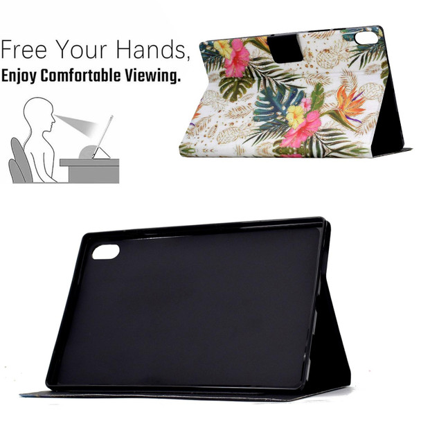 For iPad 10th Gen 10.9 2022 Electric Pressed Colored Drawing Smart Leather Tablet Case(Gold Pineapple)
