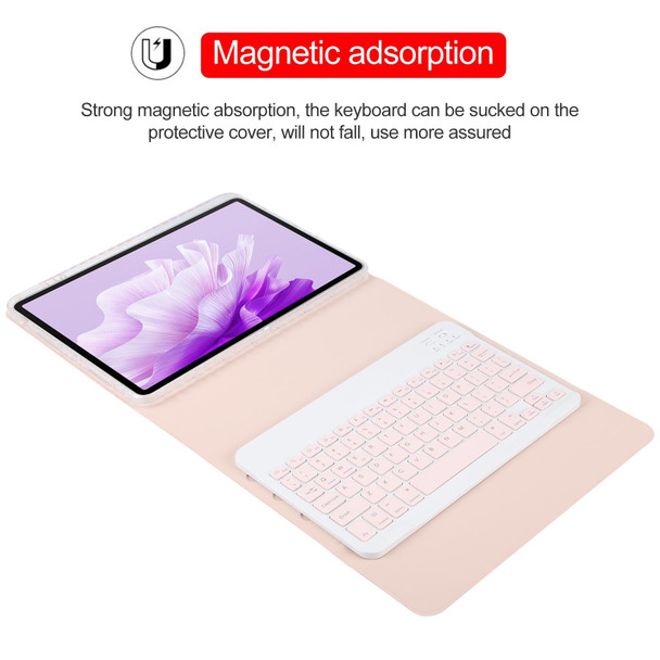 For Huawei MatePad Air 11.5 Square Button Bluetooth Keyboard Rotatable Holder Leather Case(Rose Gold)