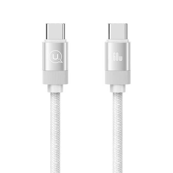 USAMS US-SJ704 Type-C to Type-C 60W Fast Charge Magnetic Data Cable, Length: 1m (Silver)