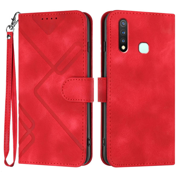 For vivo Y19/U3/Y5s/Z5i/U20 Line Pattern Skin Feel Leather Phone Case(Red)
