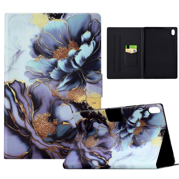 For iPad 10th Gen 10.9 2022 Electric Pressed Colored Drawing Smart Leather Tablet Case(Peony)